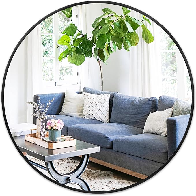 Fabuday 36 Inch Black Round Wall Mirror for Bathroom & Living Room