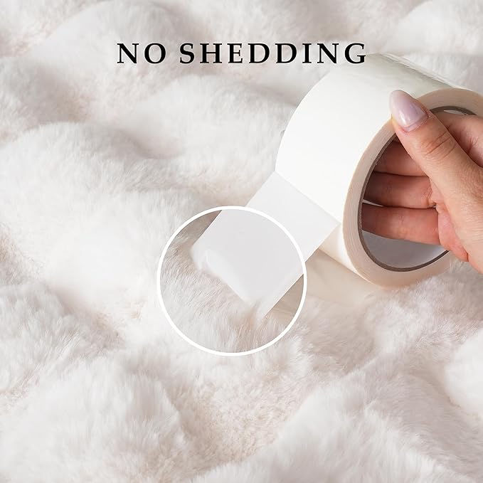 BENVWE Faux Fur Throw Blanket for Couch - Thickened Fluffy Soft Bubble Blanket for Living Room Home Decor - Mothers Day Birthday Gifts for Women Men, Cream White, 50" x 60", 1300GSM