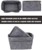 LEXSION Felt Purse Bag Organizer Insert with zipper Bag Tote Shaper Fit Speedy Neverful PM MM