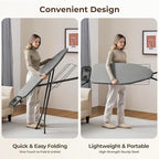 Yaheetech Ironing Board, Compact Iron Board with Cord Holder, Steam Iron Rest and Bottom Storage Tray, 9 Adjustable Heights & 3 Layer Cover, Folding Heavy Duty Ironing Board 52X14, Gray