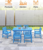 Patio Dining Chair Set of 2, HDPE Outdoor Dining Chair, Ergonomic HDPE Dining Chairs with Deep Seating, All Weather Outdoor Chairs Furniture for Backyard, Deck, Garden, Poolside, Sky Blue