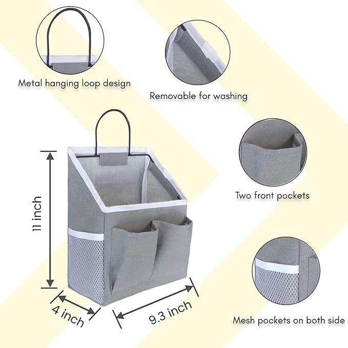 1pcs Small Wall Hanging Baskets for Organizing, Hanging Storage Bag as Over the Door Organizer, Wall File Organizer, Rv Storage and Organization. For Bedroom, Office, Camper (1pcs Gray)