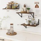Heimlove Deep Floating Shelves for Wall, 12 Inch Deep Floating Shelves Set of 3, 16W x 12D Wood Wall Shelves, Wide Wood Shelves with Metal Bracket for Living Room, Kitchen, Office, Bedroom - Walnut
