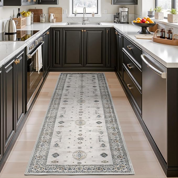 AMOAMI Vintage 2X10 Runner Rug Non Slip Soft Runners for Hallways Washable Hallway Runner Rug Bedside Rugs for Bedroom Long for Hallways Entryway Laundry Room Stair Kitchen Bathroom