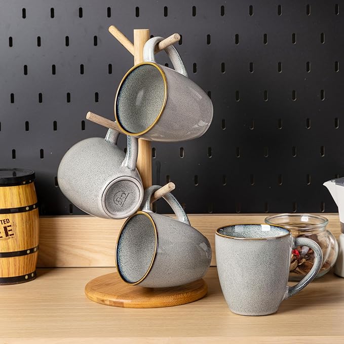 GBHOME Ceramic Coffee Mugs Set of 6, 12oz Stoneware Coffee Mugs Set For Dad Mom Women MEN, Light Weight Coffee Cups for Latte/Tea/Beer/Hot Cocoa, Dishwasher & Microwave Safe