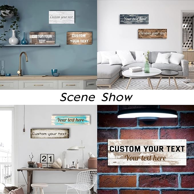 LZIMU Custom Text Signs Wall Decor Personalized Canvas Quote Family Sign Wall Art Wood Background Rustic Farmhouse Decor Framed (12"x36")