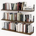 Heimlove 36 Inch Floating Bookshelves Set of 3,Heavy Duty Wall Mounted Bookshelves,Rustic Brown Wall Bookshelf for Living Room,Bedroom,Kitchen,Laundry Room Storage & Decor