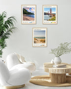 HesenDot Natural OAK Wood Lake Michigan Framed Wall Art,12x16in Natural Scenery Canvas Wall Print,Classic Urban City Landmark Wall Decor for Living Room,Bedroom,Office Gallery Gifts Set of 1