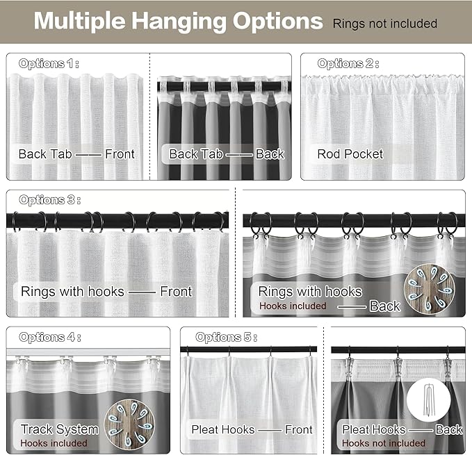 RAIN CITY White Blackout Curtains 102 Inches Long Modern Classic Back Tab Pleated Look Window Drapes for Bedroom Living Room 2 Panels 50x102