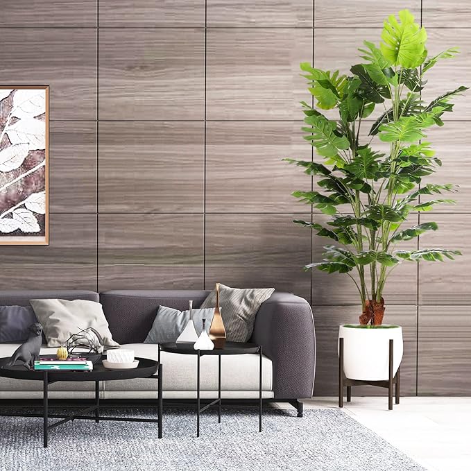 6.3ft Artificial Monstera Deliciosa Tree (75in) with Plastic Nursery Pot Faux Tree, Fake Tropical Split Leaf Palm Plant for Office House Farmhouse Living Room Home Decor (Indoor/Outdoor)