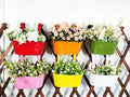 6 Pcs Railing Planter, 10" Metal Hanging Flower Pots for Outdoor Balcony Rails, Fence Pot Hanging Plant Holders with Detachable Hooks for Garden Patio Yard Decor (Multi-Color, 6Pcs)