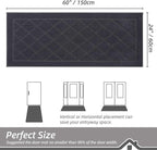 BEQHAUSE Dirt Trapper Door Mat 24" x 60", Doormat Non-Slip Entryway Rugs Washable, Dog Door Mat Stain Resistant and Absorbent Welcome Floor Mat for Front Back Door, Muddy Wet Shoes & Paws, Dark Grey