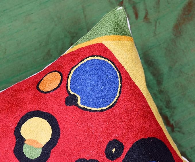 Lumbar Kandinsky Red Pillow Cover | Heavy Red Space Modern Throw Pillows Chair Cushion | Red Contemporary Pillow | Red Farmhouse Pillows | Modern Couch Pillow | Handmade Wool Size 14x20