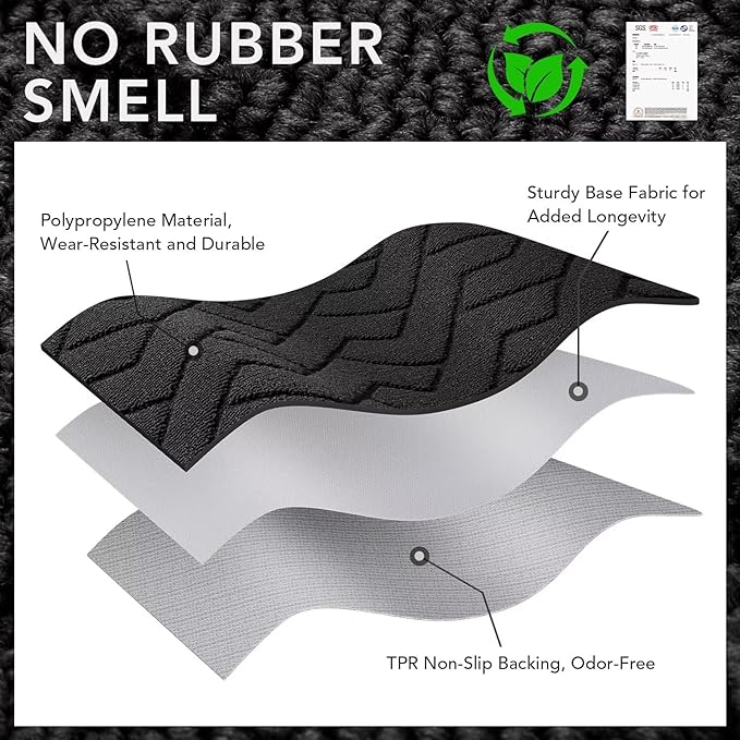 hicorfe Indoor Doormat,Front Back Door Mat Rubber Backing Non Slip Door Mats 20"x59" Absorbent Resist Dirt Entrance Doormat Inside Floor Mats Entryway Washable Low-Profile for Patio,Garden(Charcoal)