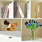 Mandy's Artificial Tulips 20 Stems Navy Blue PU Faux Flowers for Wedding Home Decor 13.5 Inch