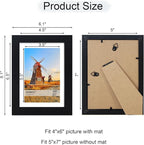 5x7 Picture Frame Set of 4, 5 x 7 Wood Photo Frames with Mat for 4x6, Wooden Frame with Real Glass Cover for Wall and Tabletop Display,Black