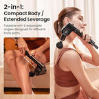 Foldable Massage Gun Deep Tissue with 5 Adjustable Angles,Portable Percussion Back Massager for Muscle/Neck/Body Pain Relief with Long Extension Metal Handle,32-Speeds,with Carry Case