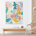 ICMOLYYENLO Tropical Green Leaves Tapestry, Exotic Leaves Beautiful Bedroom Wall Hanging, Floral Poster Blanket for Bedroom Living Room Dormitory Apartment 40x60 Inch