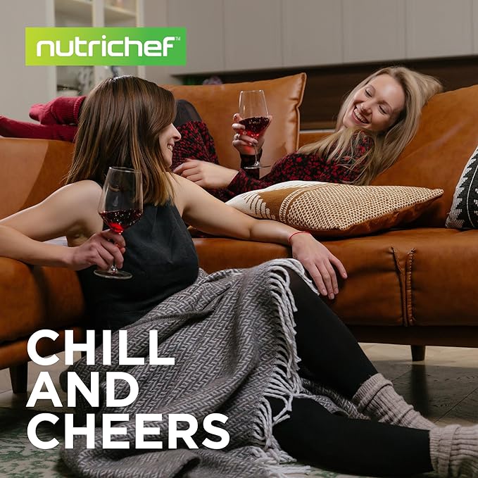 NutriChef Single-Zone Wine Cooler & Chiller – Digital Touch Control, Airtight Seal, 14-Bottle Capacity, Black
