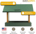 Poly Hanging Hopper Bird Feeder, Large Hanging Bird Feeder for Outside, Outdoors - Amish American Made (Turf Green & Cedar)