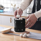 ONTUBE Large Garlic Keeper with Wooden Lid, Ceramic Garlic Holder Storage, Garlic Container for Kitchen, Garlic Saver to Keep Your Garlic Cloves Fresh Longer 4.5-Inch, Black