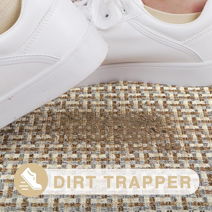 LEKEEPGO Door Mat Indoor Entrance 24"x47", Absorbent Indoor Door Mat Large, Non Slip Rubber Backing Inside Door Mats, Washable Floor Mat, Low-Profile Doormat for Front Door, Entryway, Entrance, Grey