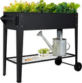 Elevate 32" Tall Raised Garden Bed Outdoor with Wheels & Shelf for Mobility, 400LBS Capacity, Anti-Rust Steel Planter Box for Vegetables/Herbs, Patio-Balcony-Backyard