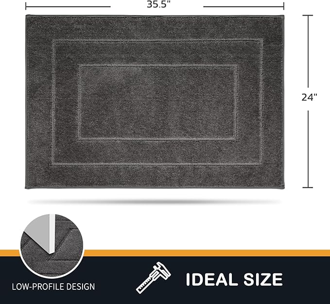 PURRUGS Dirt Trapping Door Mat 24" x 35.5", Non-Slip/Skid Machine Washable Entryway Rug, Dog Doormat, Super Absorbent Welcome Mat for Muddy Wet Shoes and Paws, Grey