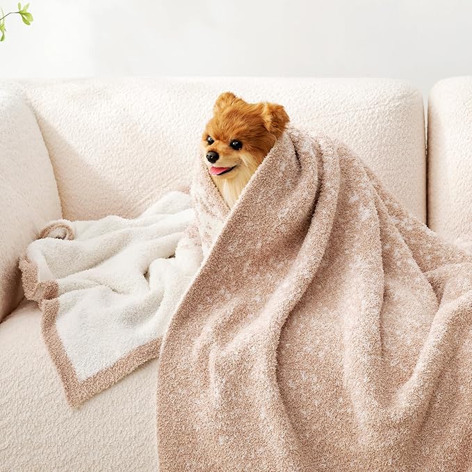 Snuggle Sac Buttery Beige Blanket Twin Size for Bed and Sofa, Reversible Super Soft Blankets Warm Cozy Knit Fuzzy Plush Blankets for Couch, Picnic, Ombre Beige, 60x80 inches