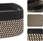 Small Storage Baskets for Organizing | Closet Organizer Bins | Shelf Toy Basket | Woven Rope Baskets | Cube Decorative Box | Shallow Basket | 13x8.5x5.1” | 4 Packs Black Brown