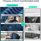 LINSY HOME Loveseat Sofa with Pull Out Couch Chaise: 2-in-1 Convertible 2 Seater Sofa with USB Charging & Cup Holders, Comfy Plush Corduroy Love Seat for Small Spaces Living Room Apartment, Blue