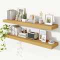 Heimlove 55 Inch Floating Shelves for Wall,10 Deep Large Rustic Wall Shelf with Heavy Duty Brackets,Mounted Storage & Display Shelves for Bedroom,Living Room,Kitchen,Office,Set of 2,Oak Color