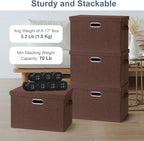 Large 17" 36 Quart Collapsible Stackable Storage Bins with Lids, 3 Packs Dark red Foldable Fabric Closet Storage Boxes with Lids, Heavy-duty Linen Cube Baskets(17x12x11)