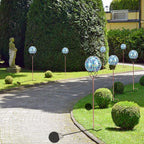 Solar Lights Outdoor Decorative, Solar Gazing Ball Mosaic Garden Stakes Decorative Waterproof Outdoor Lights for Pathway Yard Lawn Decoration (Blue)