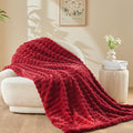 NEWCOSPLAY Faux Fur Throw Blanket Red Bubble Blanket Thick Warm Soft for Couch Sofa Bed 550GSM (Red, Throw(50"x60"))