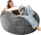 3.5FT Bean Bag Chairs Teardrop Bean Bag Chair for Adults Beanbag Chair with Memory Foam Filled Machine Washable Cover for Living Room, Bedroom (Large,Grey)