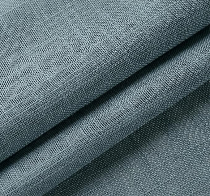 MIUCO Semi Sheer Curtains Poly Linen Textured Solid Grommet Curtains 84 Inches Long for Kids Room 2 Panels (2 x 37 Wide x 84" Long) Teal