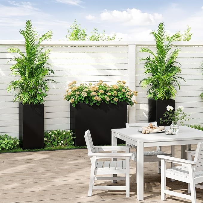 Planter Box Outdoor 38"W x 10.2"D x 30"H- Tall Rectangular Planters for Outdoor Patio/Porch, All-Weather with Anti-dumping Kit, Durable Galvanized Steel, Modern Design for Plants, Flower,Garden