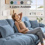 Modular Sectional Sofa, Comfy Cloud Couch Oversized Loveseat with Ottoman, Sectional Couches for Living Room, Modern Chenille U Shaped Couch, Sleeper Deep Seat Sofa with Throw Pillows, Blue