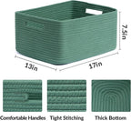 Large Storage Baskets for Shelves, Closet Organizers Bins for Clothes Blanket Towels, Baby Nursery, Toy Baskets Box, Woven Rope Baskets, 17 x 13 x 7.5”, 3 Packs Green
