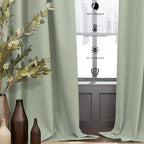 Sage Green Linen Curtains 108 Inches Long 2 Panel Set 100% Blackout Insulated Thermal Curtains for Summer Heat Blocking Light Green Drapes for Bedroom Living Room Sliding Door Rustic Country Farmhouse