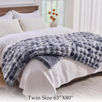 BENVWE Fluffy Faux Fur Throw Blanket for Couch - Soft, Plush, Thick, Cozy, Fuzzy Luxury Minky Bubble Blanket for Home Living Room Decor, Gifts for Women, Tie-dye Light Grey, 63" x 80", 1100GSM