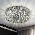 6-Lights Crystal Flush Mount Chandelier Light Fixture with K9 Crystals Modern Ceiling Lights Elegant Pendant Lamp for Bedroom,Hallway,Bar,Living Room,Dining Room,H5.9 xW20 (Bulbs Not Included)