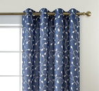 MIUCO Floral Embroidered Semi-Sheer Curtains Faux Linen Grommet Window Panels for Doors 52 x 95 Inch 2 Panels, Navy Blue