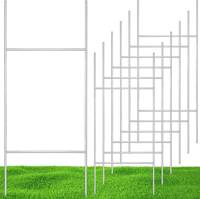 6 Pcs H Stakes for Yard Signs 30'' x 10'' Metal Heavy Duty H Frame Wire Stakes Weatherproof Metal Holder for 4mm 5mm Corrugated Signs Advertising Board Guidepost Yard Halloween Decor