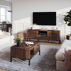 Bme Millie Solid Wood TV Stand for TVs up to 65 Inches, Modern Farmhouse TV Stand with Rustic Charm, TV Stands for Living Room, Chestnut