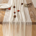 3pcs Ivory Gauze Rustic Cheesecloth Table Runner 120 Inch 10 FT for Wedding Baby Shower Bridal Shower Birthday Engagement Garden Outdoor Party Long Sheer Boho Decorations