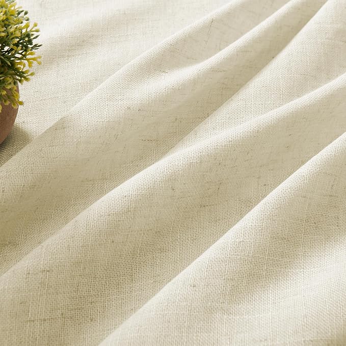 Joydeco Linen Curtains 72 Inch Length 2 Panel Sets,Light Filtering Curtains for Bedroom 52 Inch Wide Living Room Drapes with Back Tabs & Rod Pockets (W52 x L72 Inch, Linen)