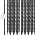 24 Inches Straight Rebar Stakes(20-Pack), 1/2" Diameter Steel Metal Stakes for Garden with Chisel Point End Heavy Duty Ground Anchors for Landscape, Concrete Form, Camping & Trapping Black