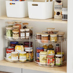 2 Tier Lazy Susan Organizer, 9.25'' Lazy Susan Turntable for Cabinet, Stackable Turntable Organizer Rotating Spice Rack Organization for Kitchen Countertop, Pantry, Bathroom, Clear